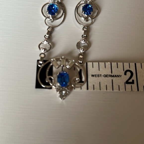 Vintage Loran Sim Sterling Blue Stone Necklace Art Deco Design - Picture 12 of 13